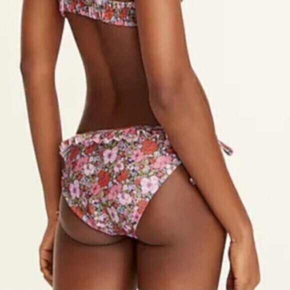 NWT J.Crew Pink Floral String Hipster Full Coverage Ruffle Bottom Size 3X - Picture 2 of 11